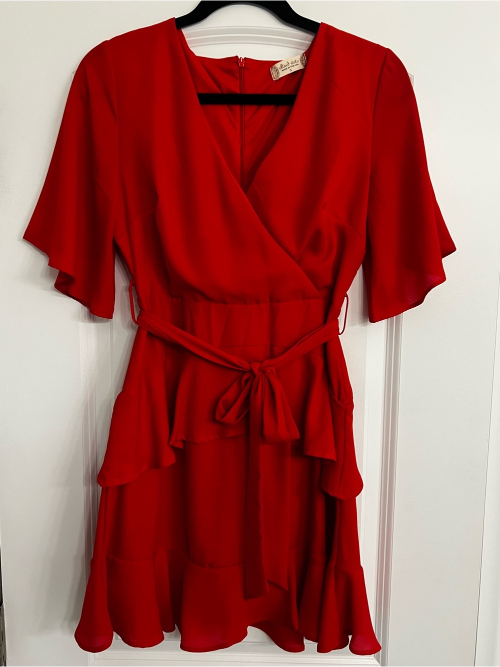 Altar'd State Red Wrap Mini Dress with Tie Waist